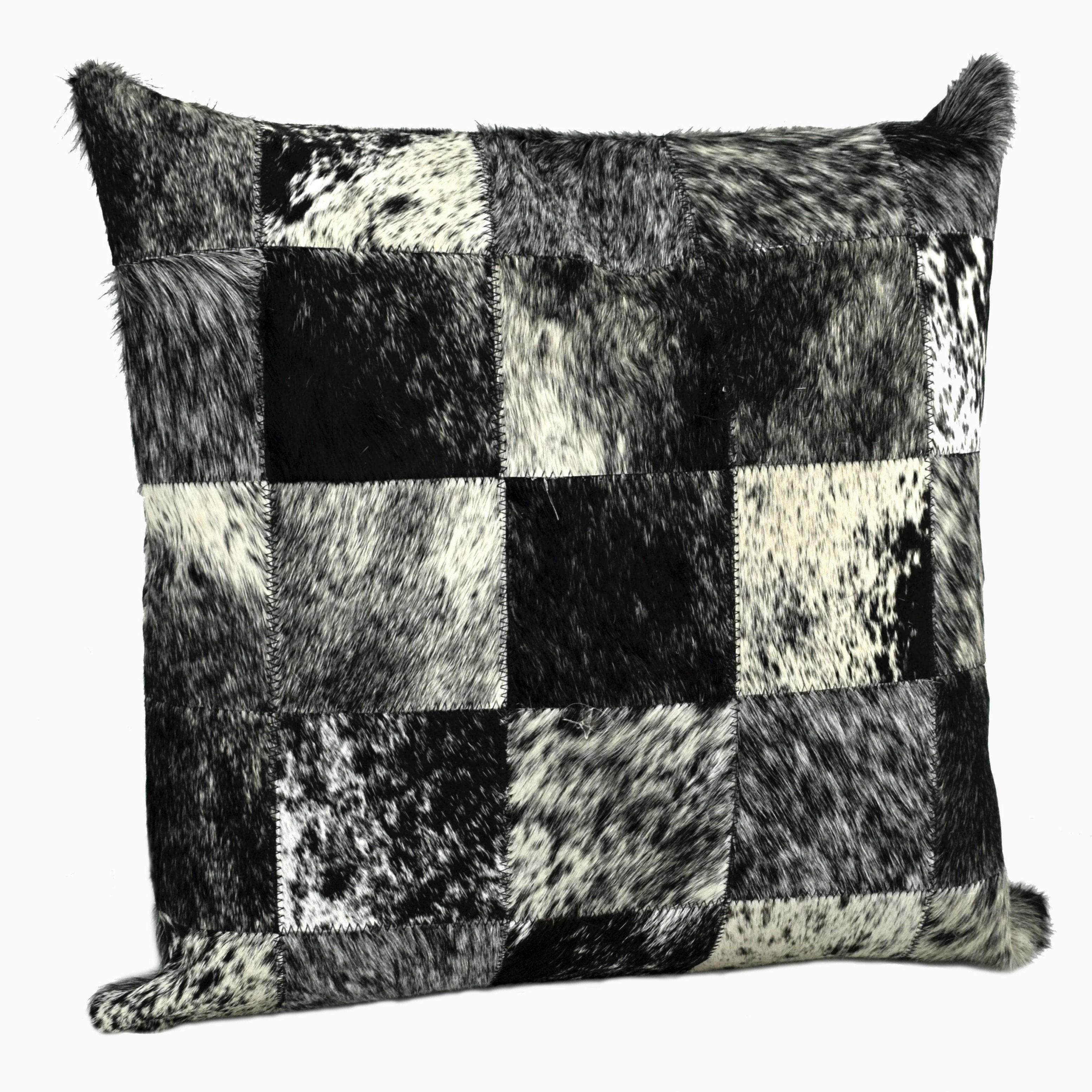 Cowhide Patch Pillow - Square