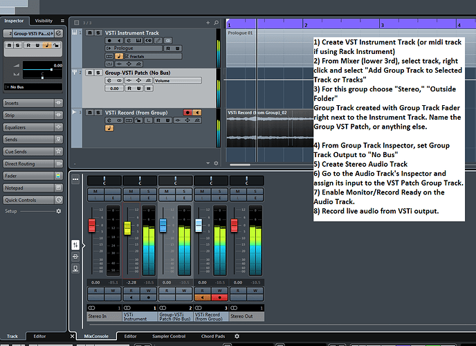 Recording Audio from a VST Instrument - #6 by Stephen57 - Cubase