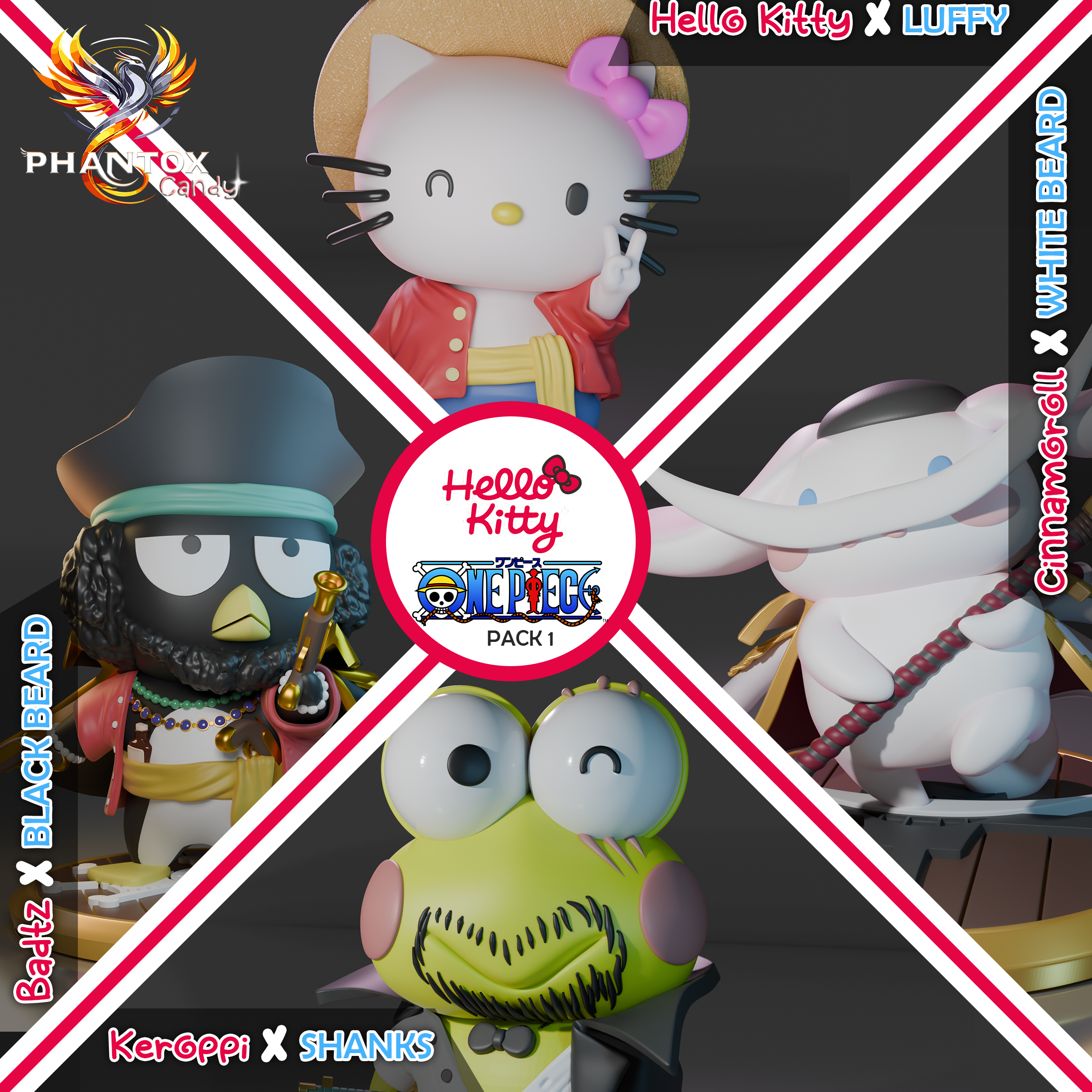 👋 Hello Kitty x One Piece Pack 1・ 3D File for 3D printing・Cults