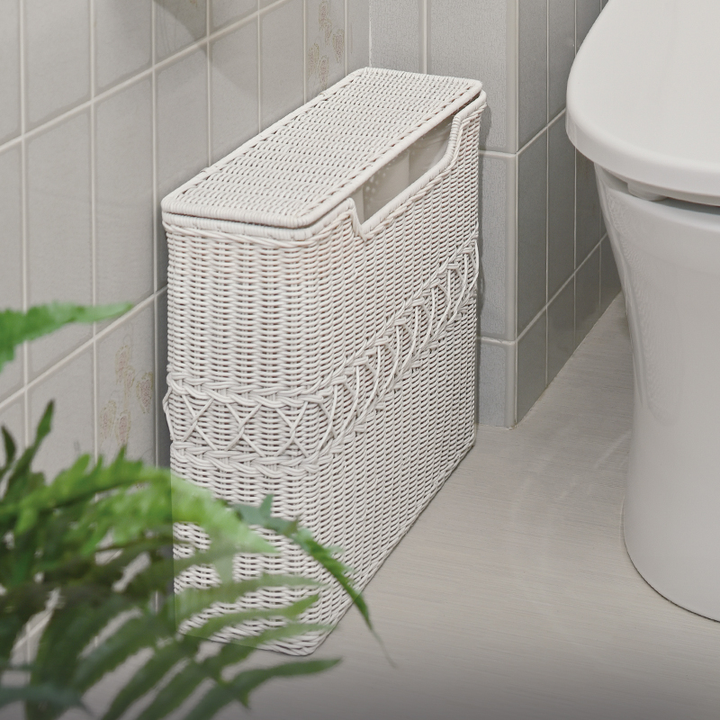GK846WW ホワイトラタン トイレットペーパー収納バスケット | 【SR-net