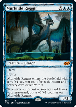 Foil】(337)□スケッチ□《濁浪の執政/Murktide Regent》[MH2-BF] 青R