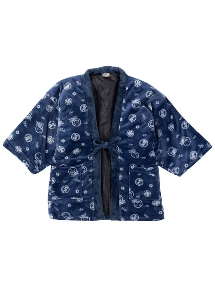 ブラック 【黒柴印和んこ堂】ふわもこ半纏 ＊カタログ商品