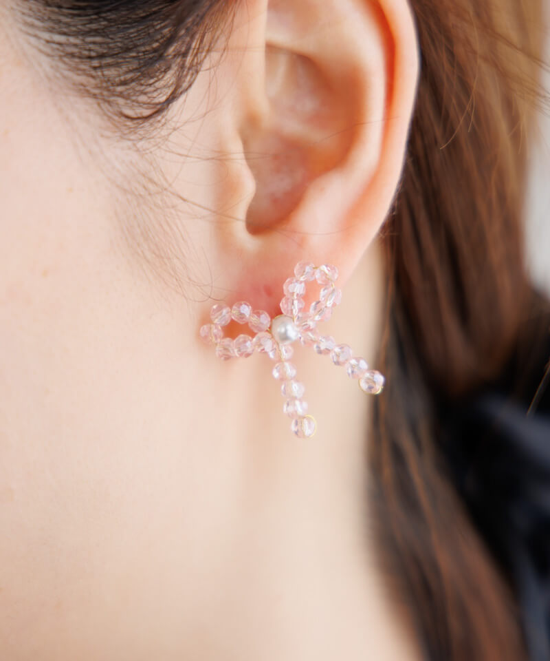 tiny beads ribbon pierce～ﾀｲﾆｰﾋﾞｰｽﾞﾘﾎﾞﾝﾋﾟｱｽ | flower／フラワー公式通販