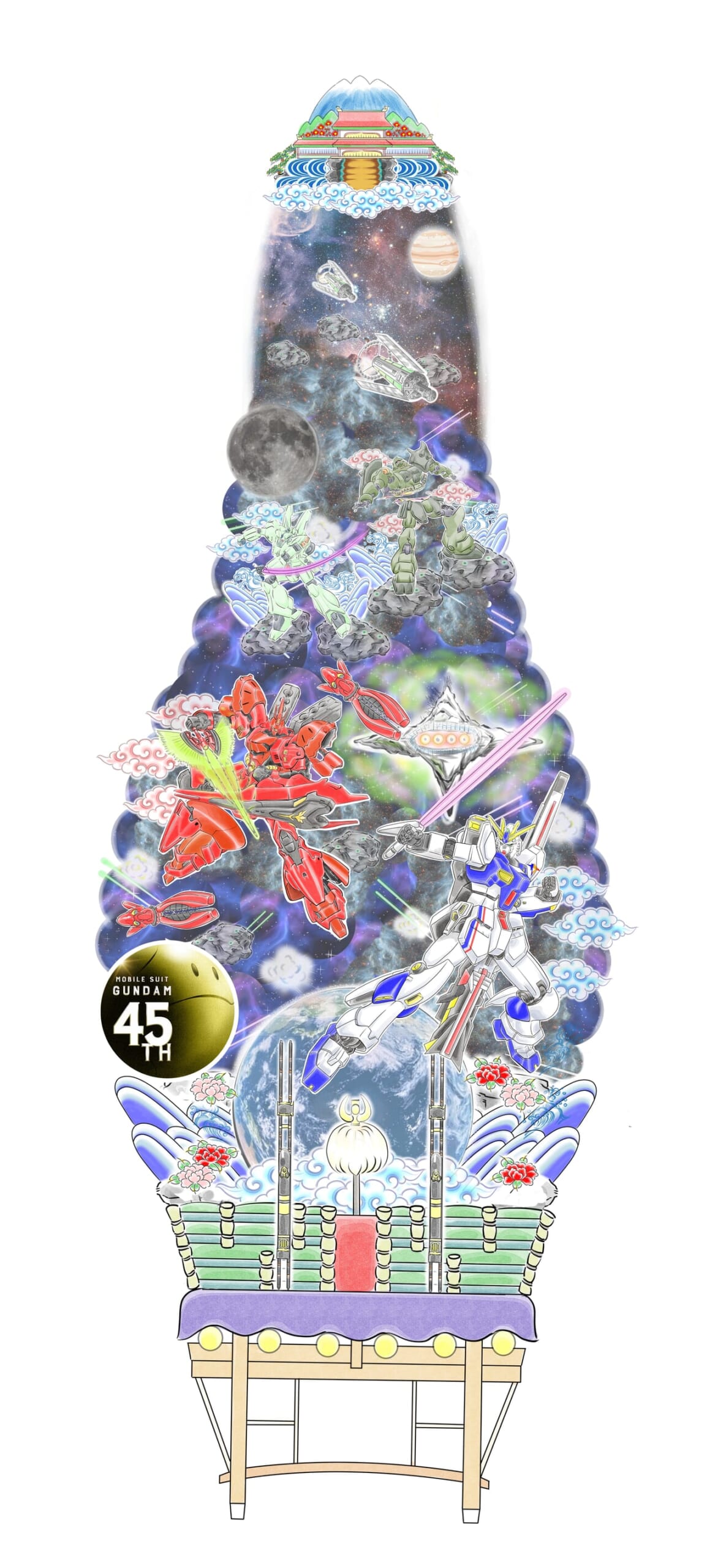 博多祇園山笠 ff νガンダム てぬぐい 博多祇園山笠 手ぬぐい RX93 ff−