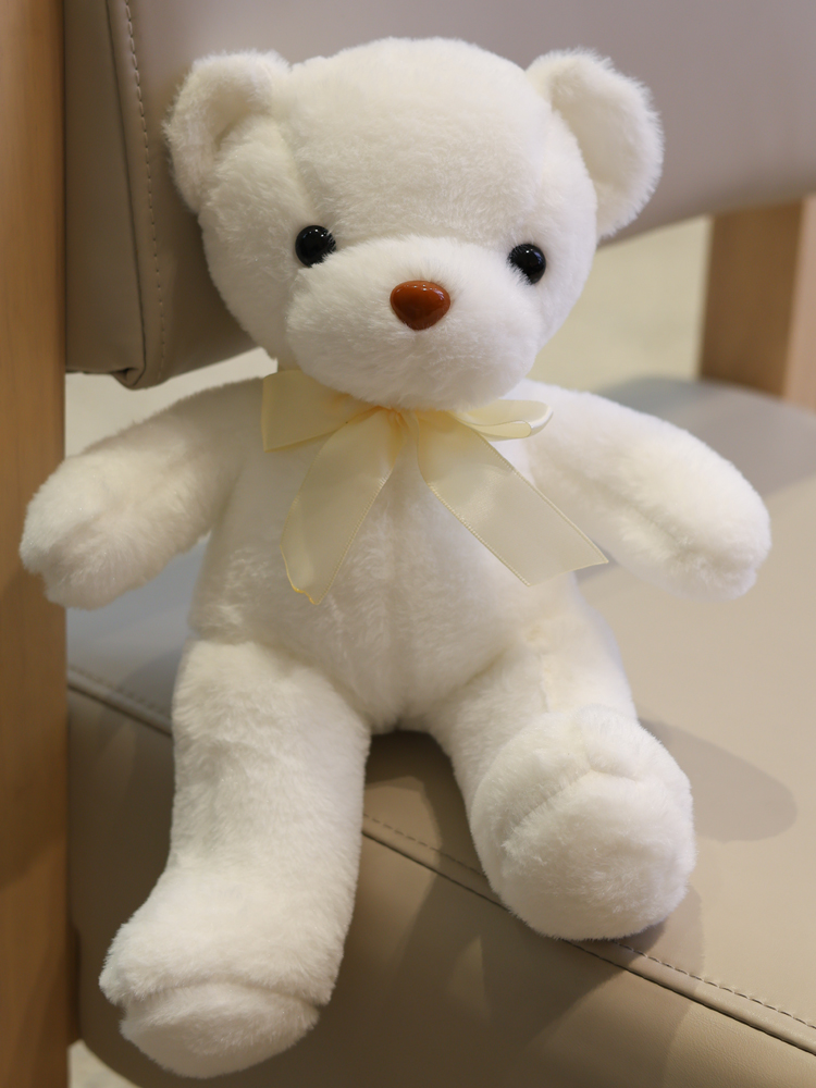 ぬいぐるみ ふわふわリボン付きお座りくまさん くま 茶色(中)|くま