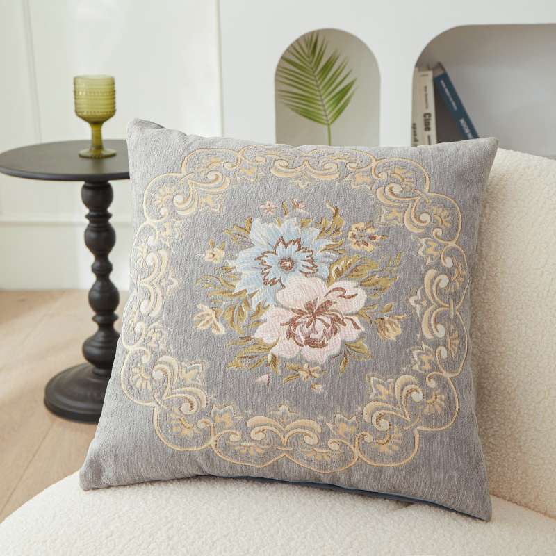 クッション 華麗な刺繍花柄クッションカバー ソファークッション