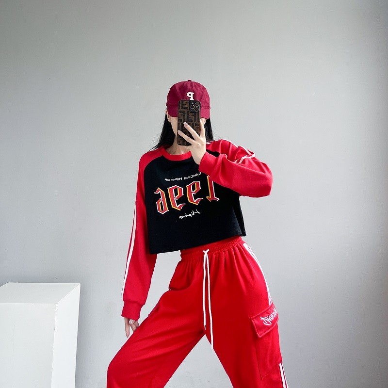 ダンス衣装 韓国風ストリート系クロップトップセットアップ 韓国