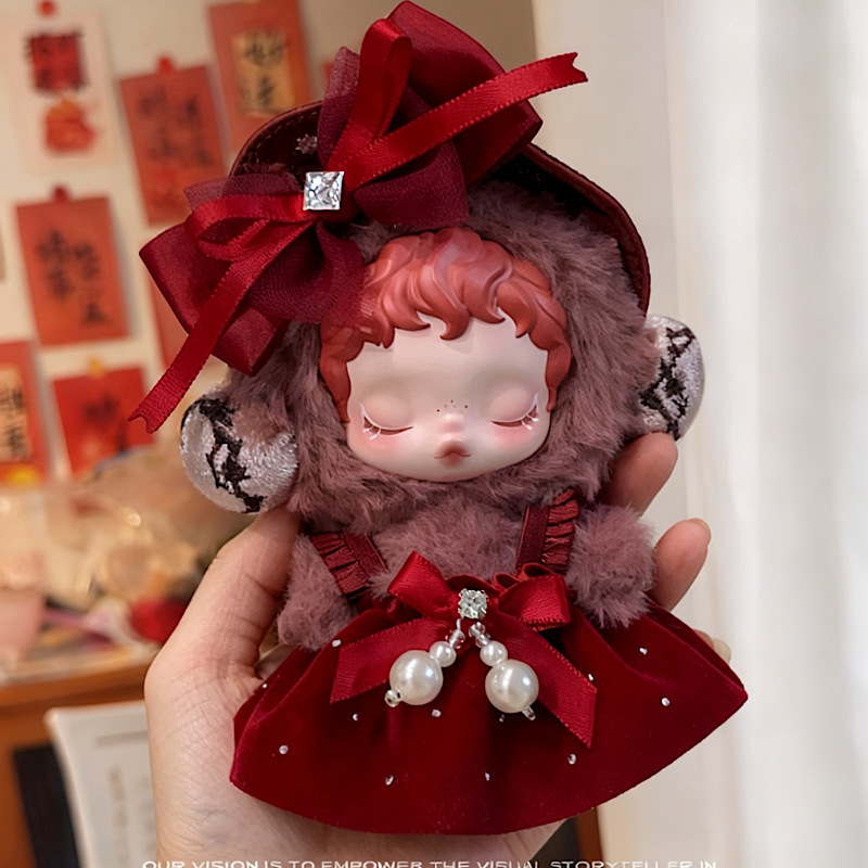 10cm】ぬいぐるみ服 幼稚園服風レッサーパンダオーバーオール 10cm