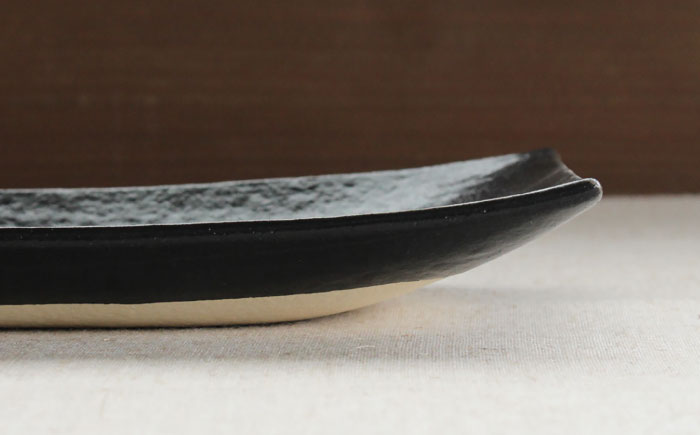 瀬戸焼】 「舞陶館」 黒釉 長角皿2枚セット【松本陶器株式
