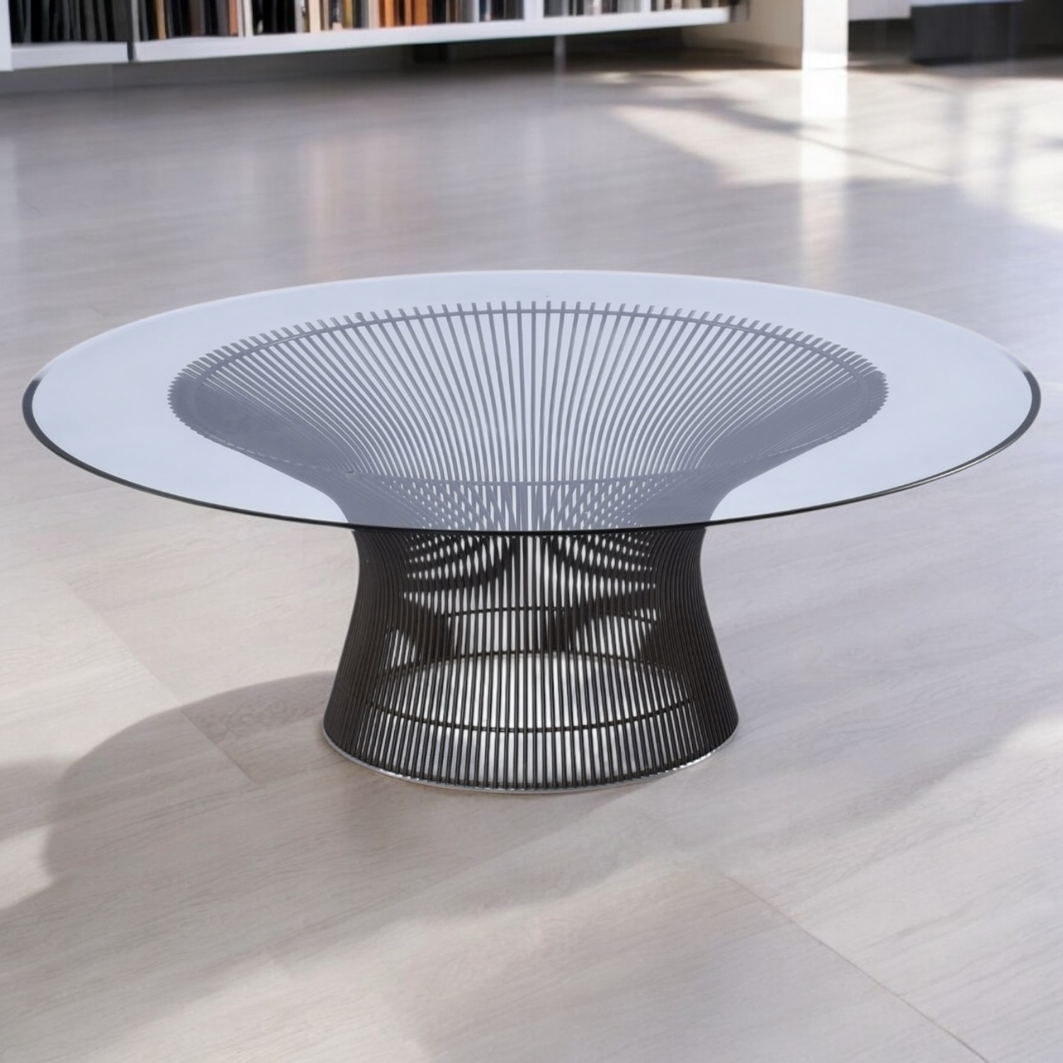1972 Warren Platner for Knoll Metallic Wire Glass Top Coffee Table