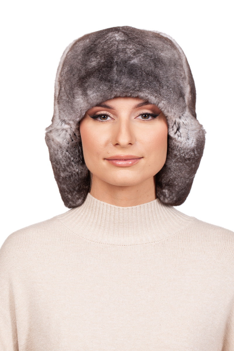Chinchilla Fur Trapper Hat Hanmdade By FurbySD.