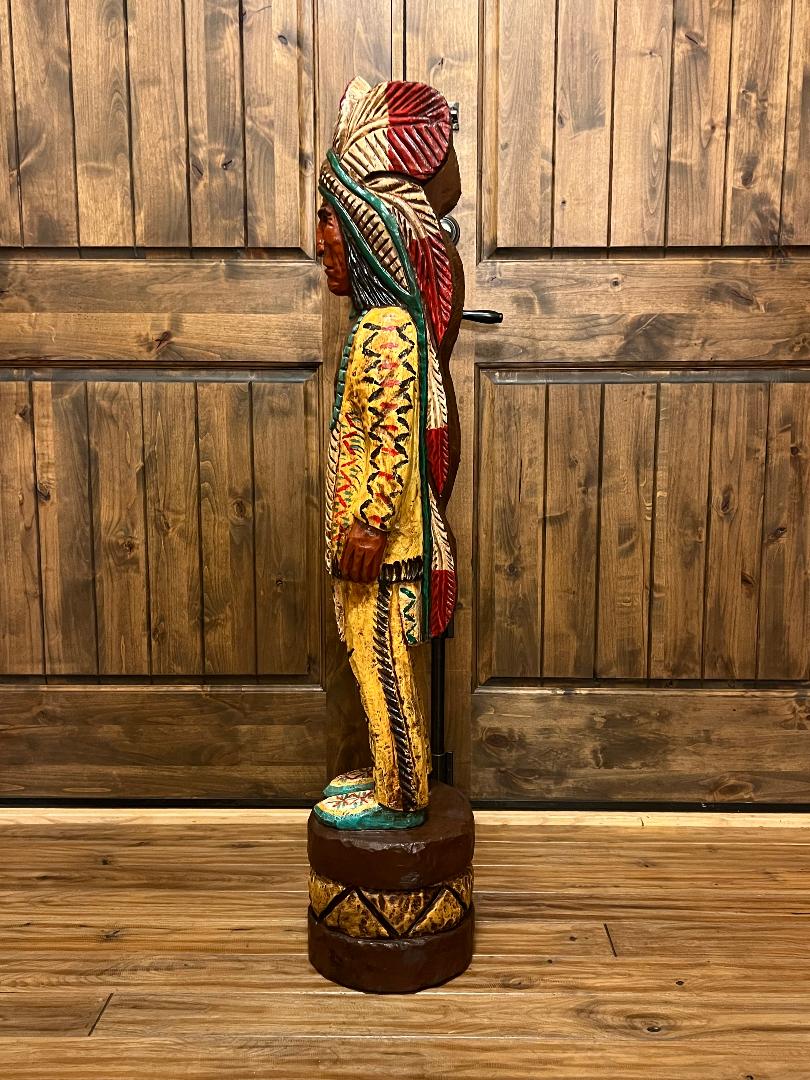 Vintage Frank Gallagher 4 ft Cigar Store Indian Wood Carving