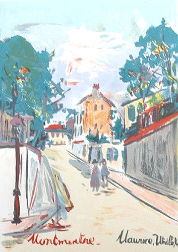 ユトリロ『モンマルトルの散歩道』モンマルトルベキュ｜版画 販売 買取