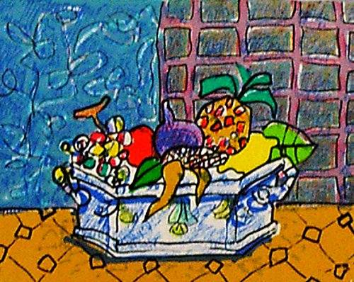 アイズピリ「青と白の果物かご」 絵画 販売 買取 ギャラリー小山
