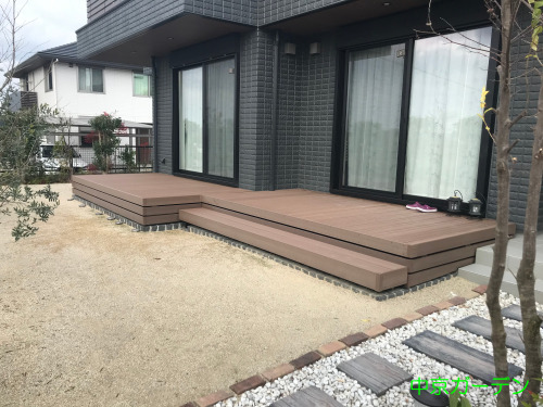 施工例：長久手市 エクステリア工事 人工木材ウッドデッキ LIXIL