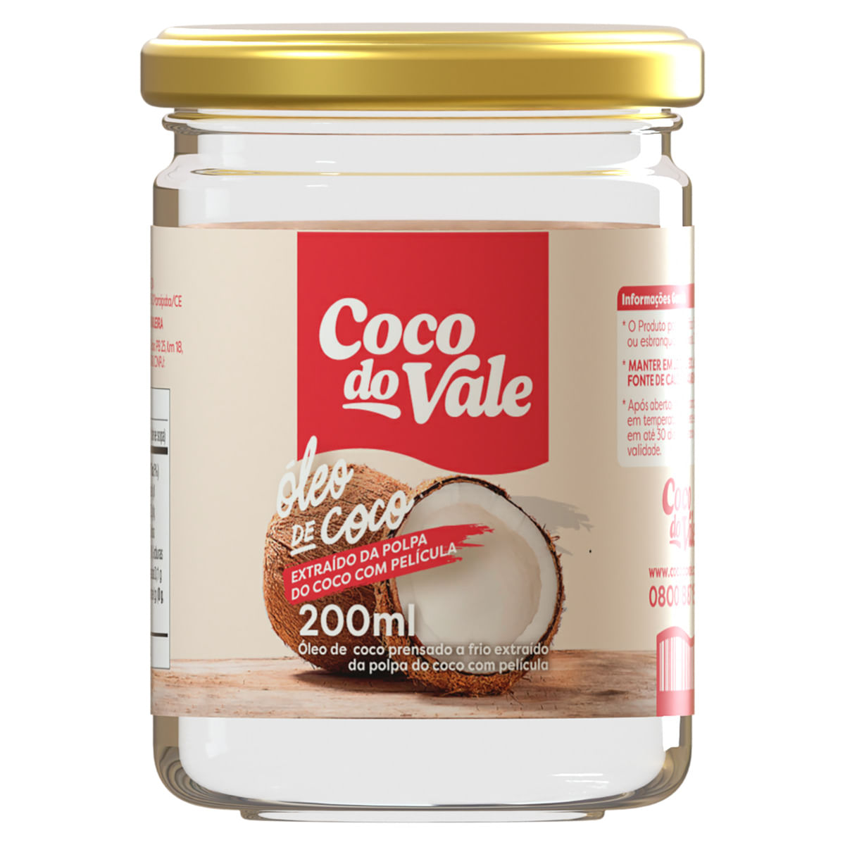 Óleo de Coco Coco do Vale Extra Virgem Pote 200ml | GBarbosa