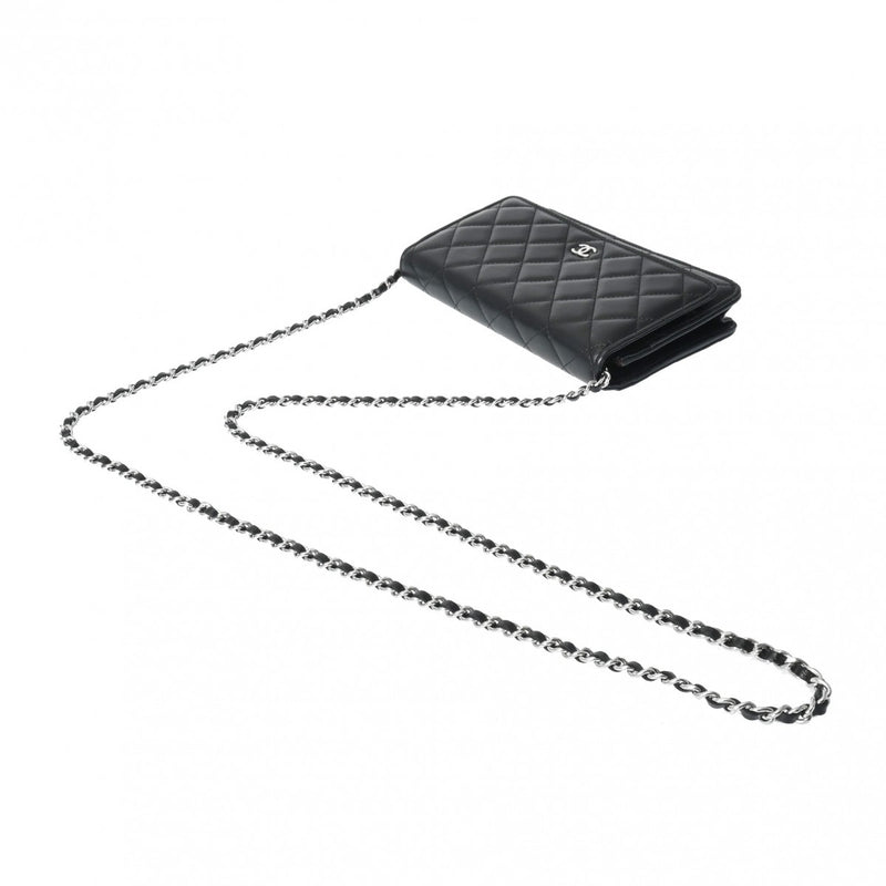 シャネルチェーンウォレット 42976 黒 シルバー金具 レディース