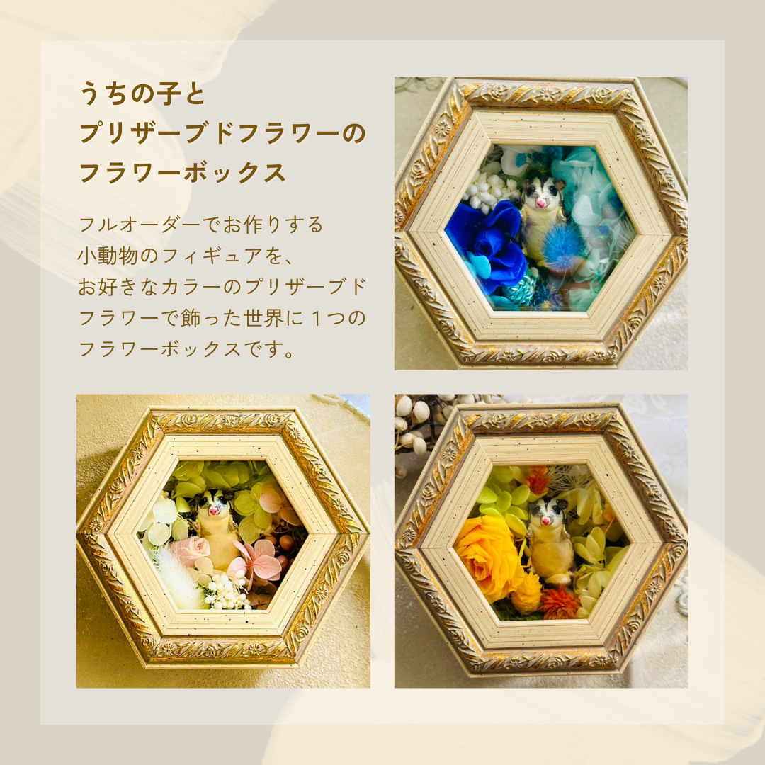 オーダーメイド・うちの子とプリザーブドフラワーのフラワーボックス