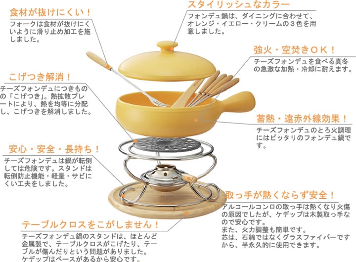 チーズフォンデュ鍋セット 19cm（3～5人用） | チーズフォンデュ鍋