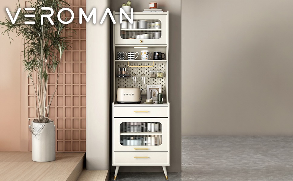 VeroMan 棚 シェルフ 収納ラック 食器棚 キッチンボード レンジボード