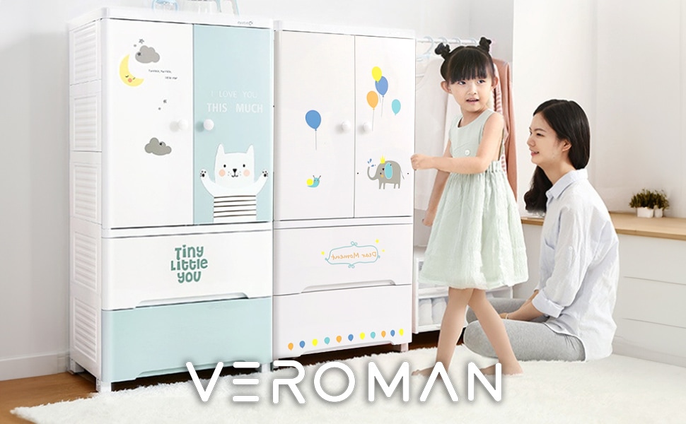 VeroMan キッズ収納ラック 衣装棚 クローゼット アニマル 動物 ベビー