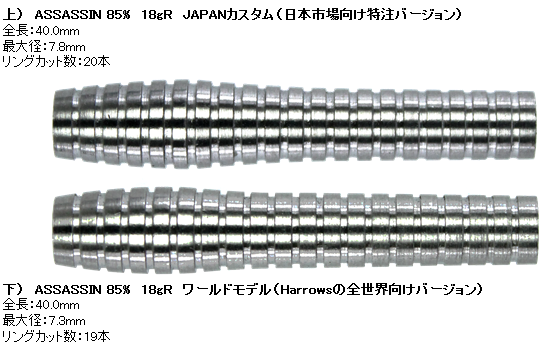 ダーツバレル【ハローズ】アサシン85% assassin 18g R ジャパン