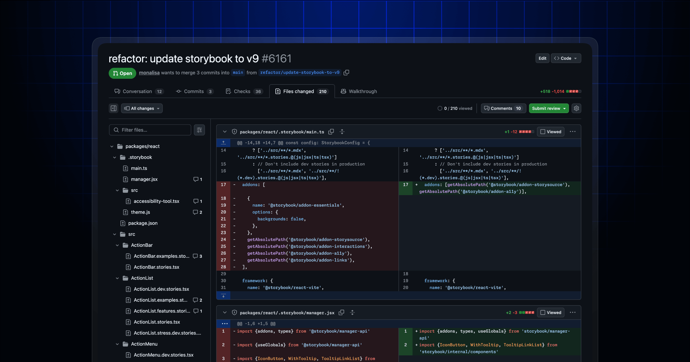 Improved pull request files changed experience now in public