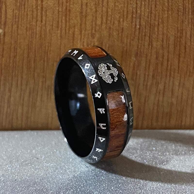 Viking Tree Of Life Stainless Steel Wood Ring – GTHIC
