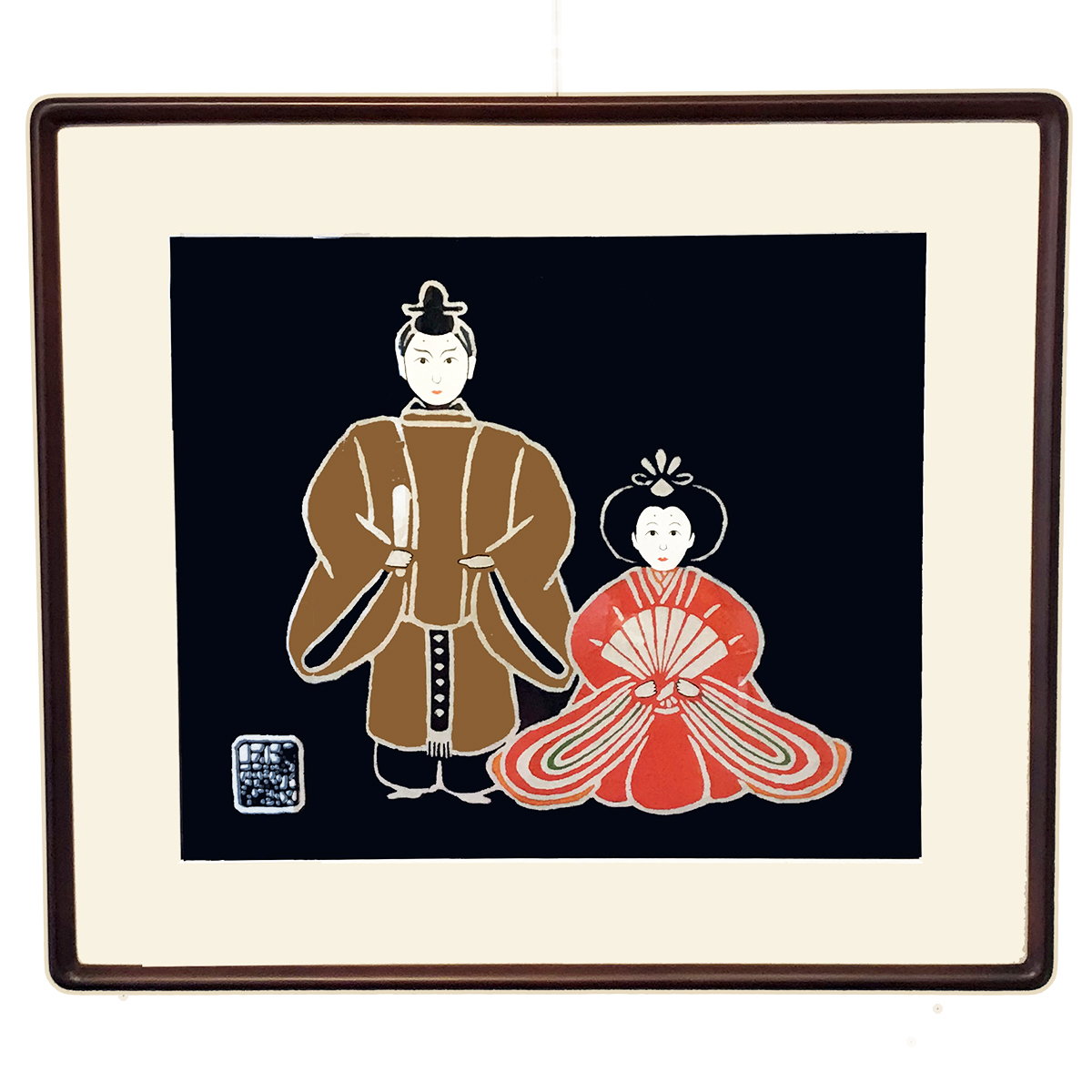 郡上本染 額入り 立ち雛|渡辺染物店｜郡上八幡屋-特産品通販-