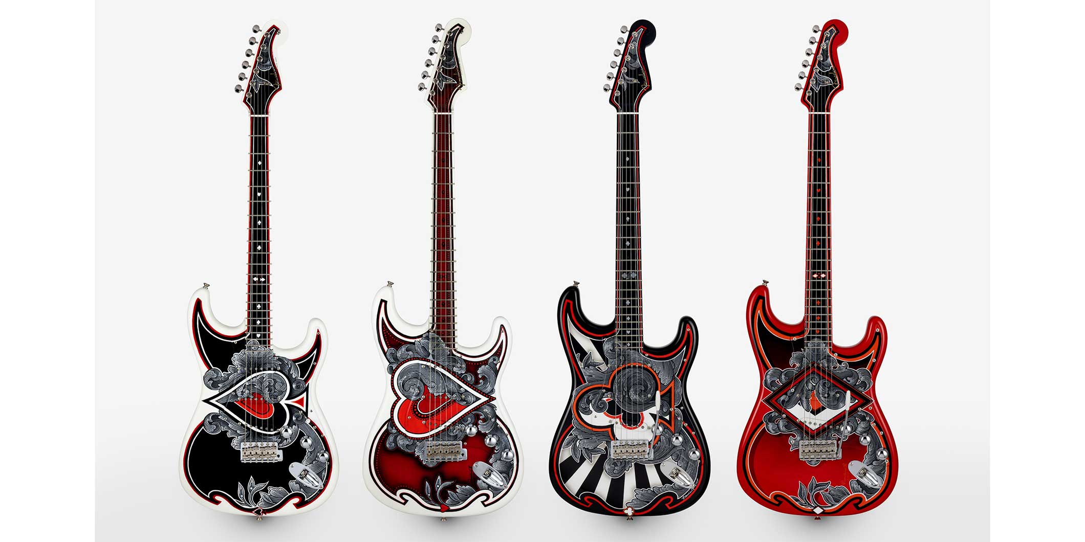 4本セット2200万円！ Fender Custom Shopがトランプ柄ギター“Deck O