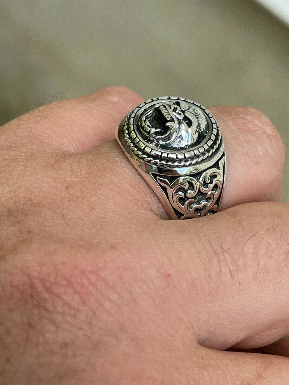 Real 925 Sterling Silver Mens Plain Gorilla Monkey Ape Ring Sz 7 8