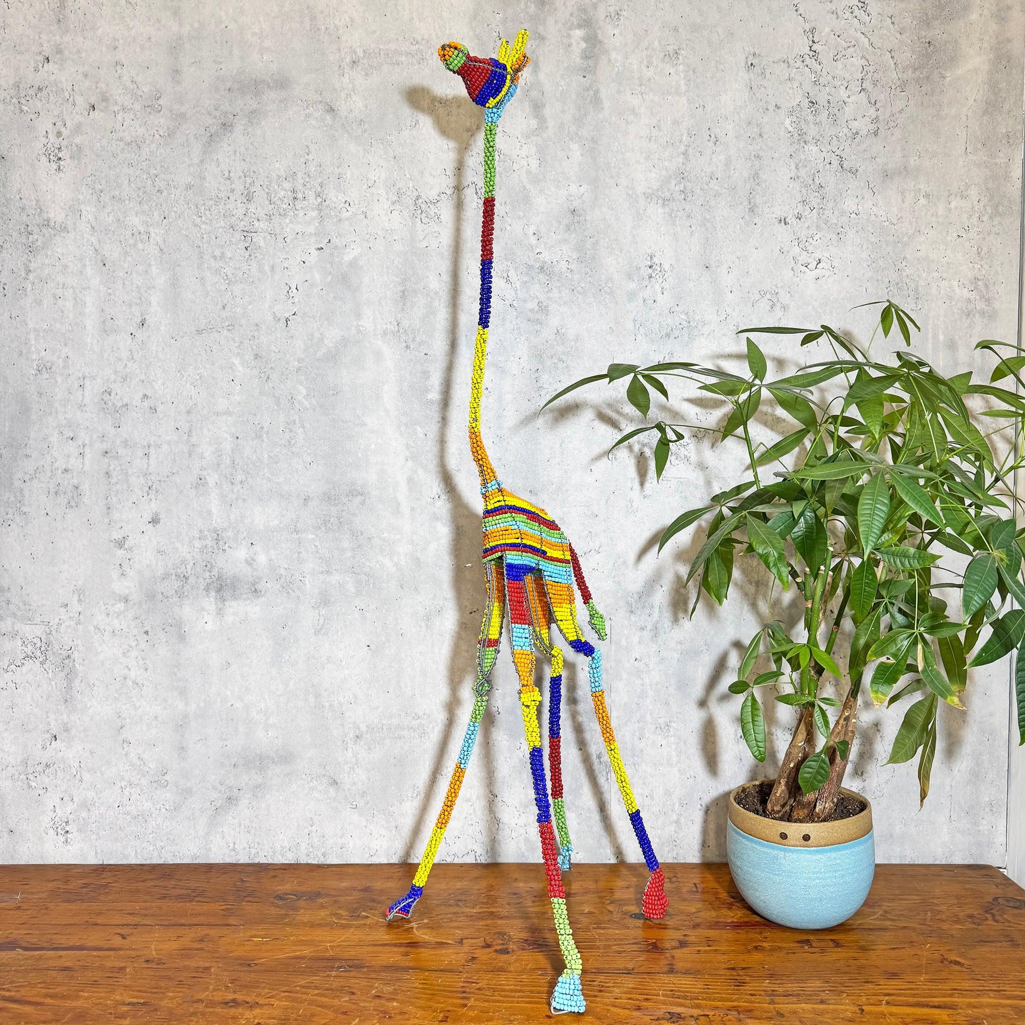 Handmade Beaded Giraffe Sculpture from South Africa | Wire Art
