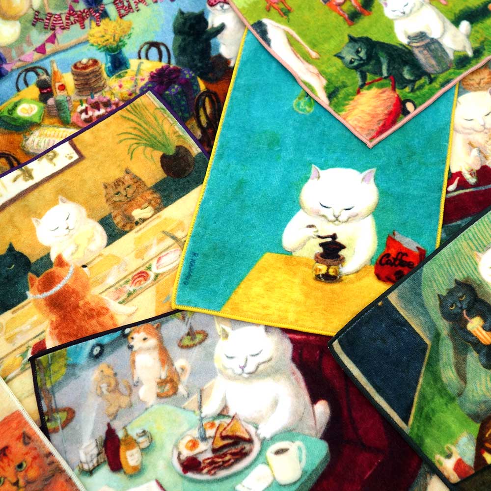 MANGO ART]「ねこの暮らし」 by カマノレイコ タオルハンカチ