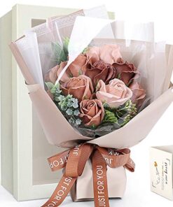 クマのぬいぐるみとバラの花束 造花 薔薇ブーケ フレグランス ソープ