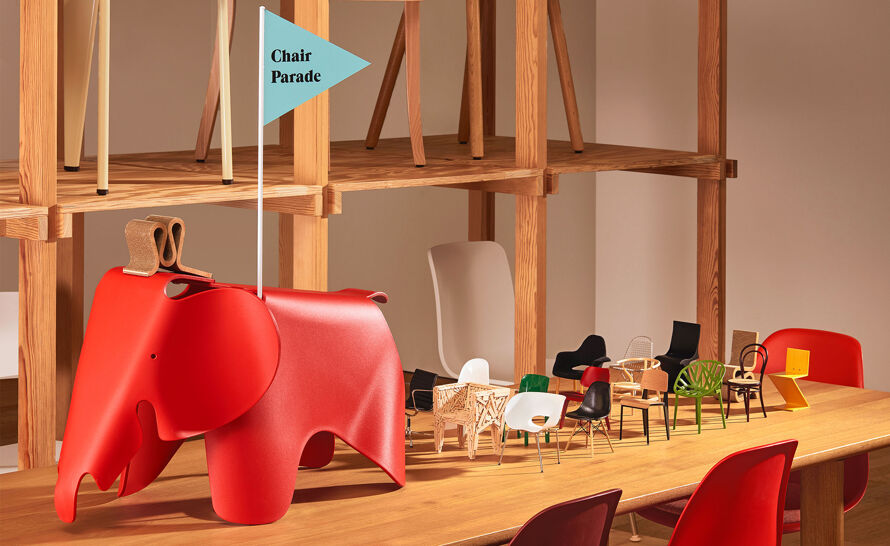 Miniature Charles & Ray Eames La Chaise produced by Vitra Design
