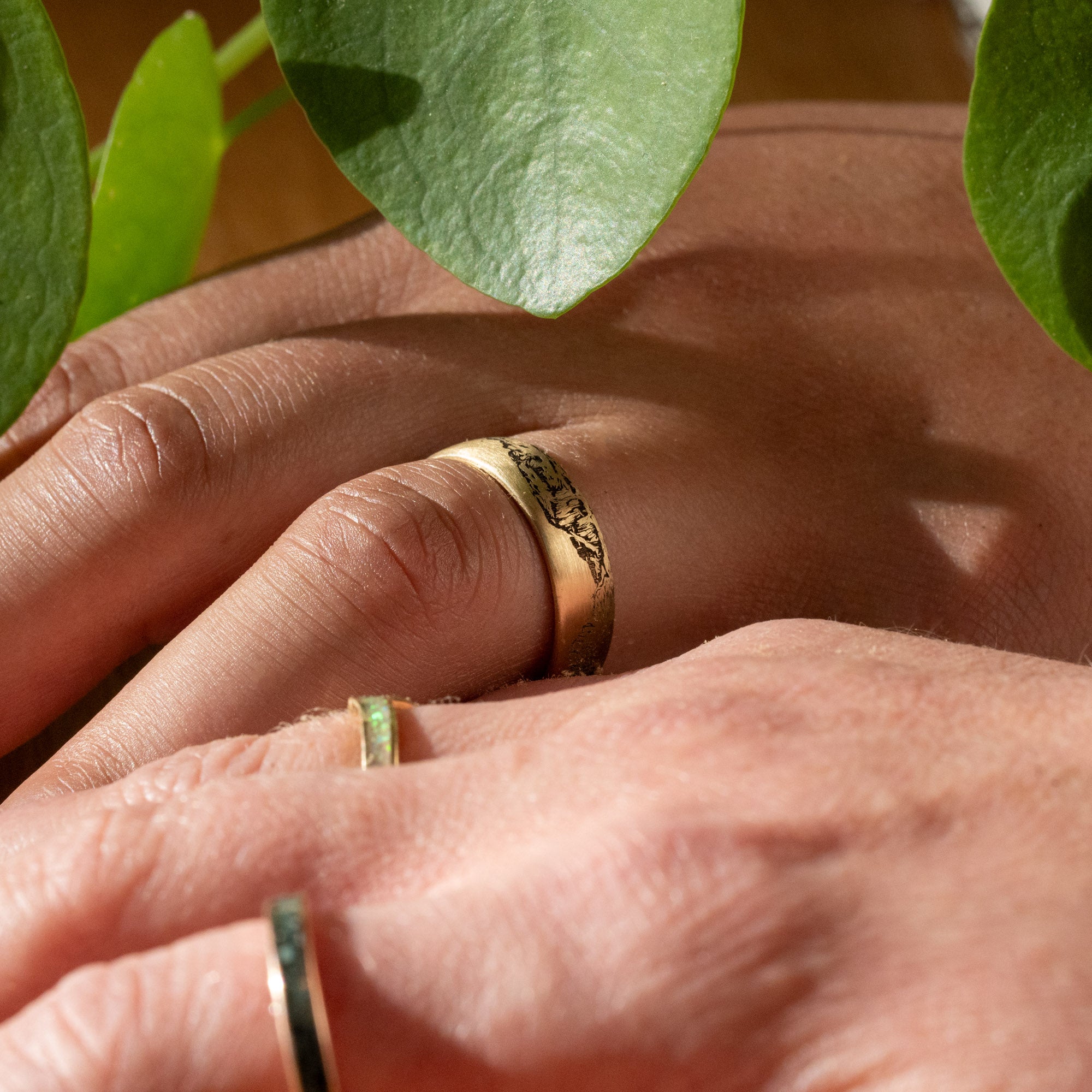 Brushed Gold Engraved Colorado 14er Ring | Honest Hands Ring Co