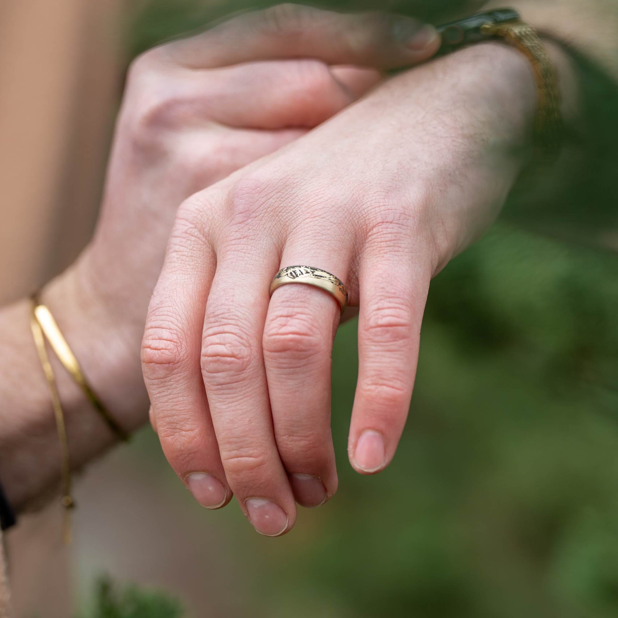 Brushed Gold Engraved Colorado 14er Ring | Honest Hands Ring Co