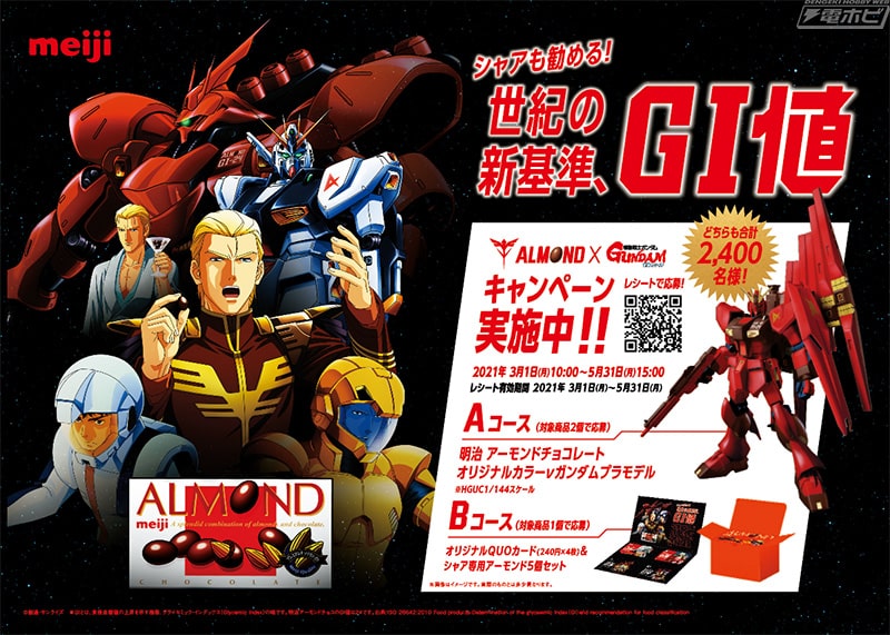 オリジナルカラーのガンプラ「HGUC νガンダム」が当たる「明治