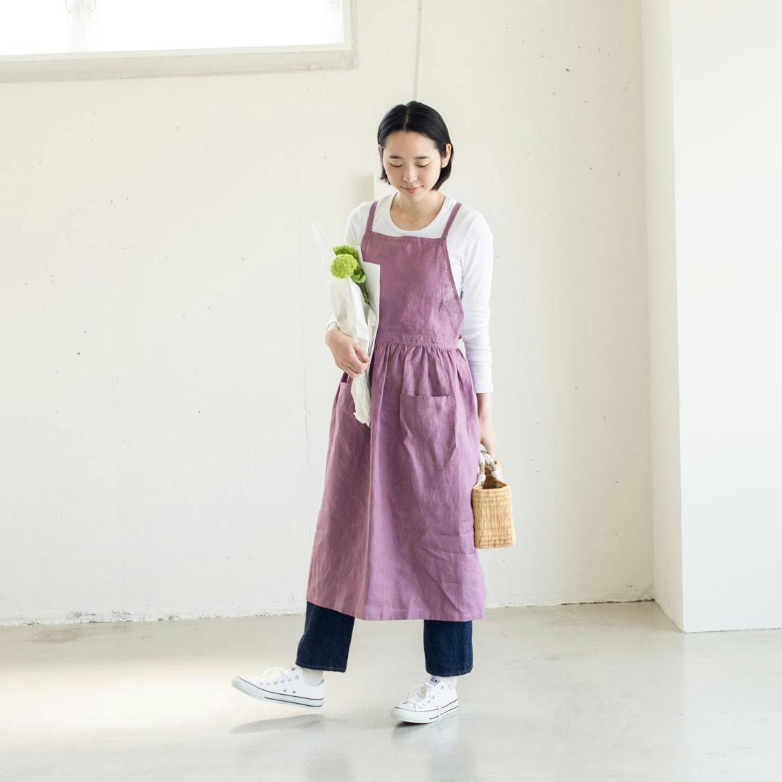 リネンのエプロンワンピース / fog linen work×KURASHI&Trips