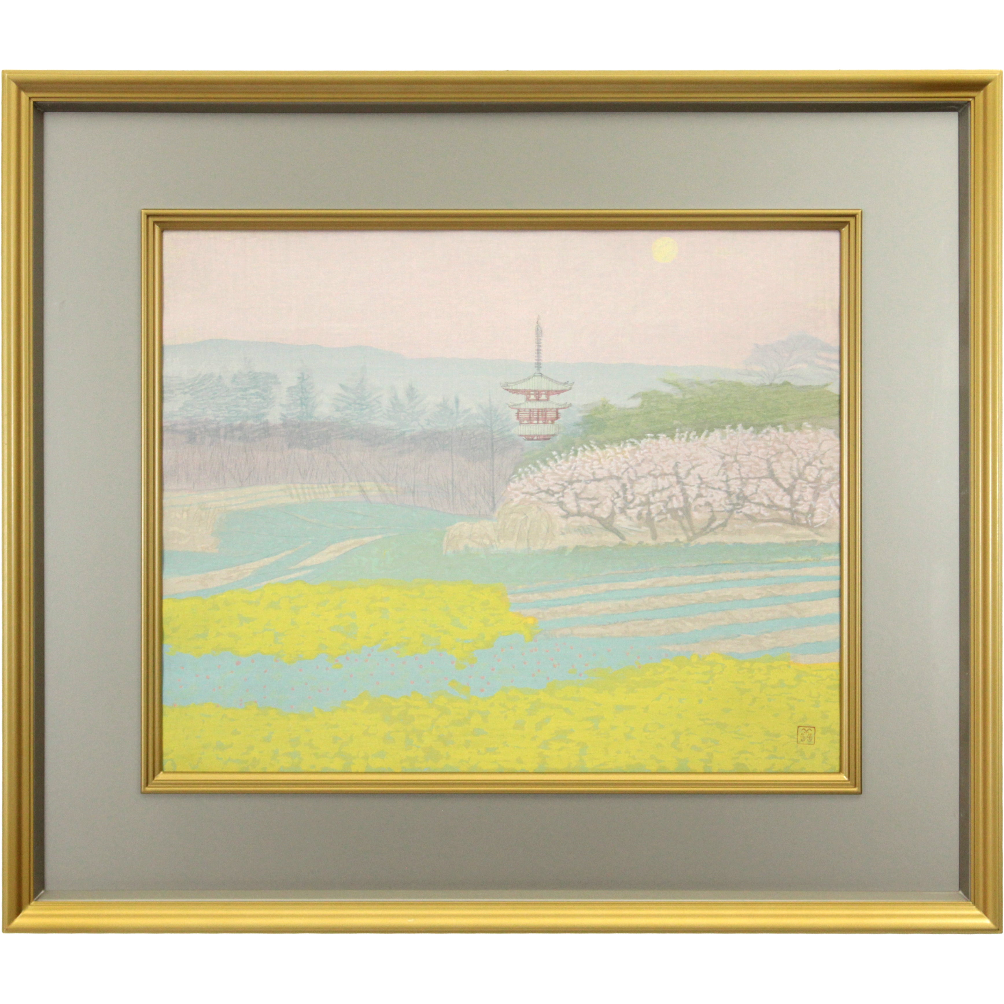 吉田善彦 『丘の夕月』 木版画 - 北海道画廊