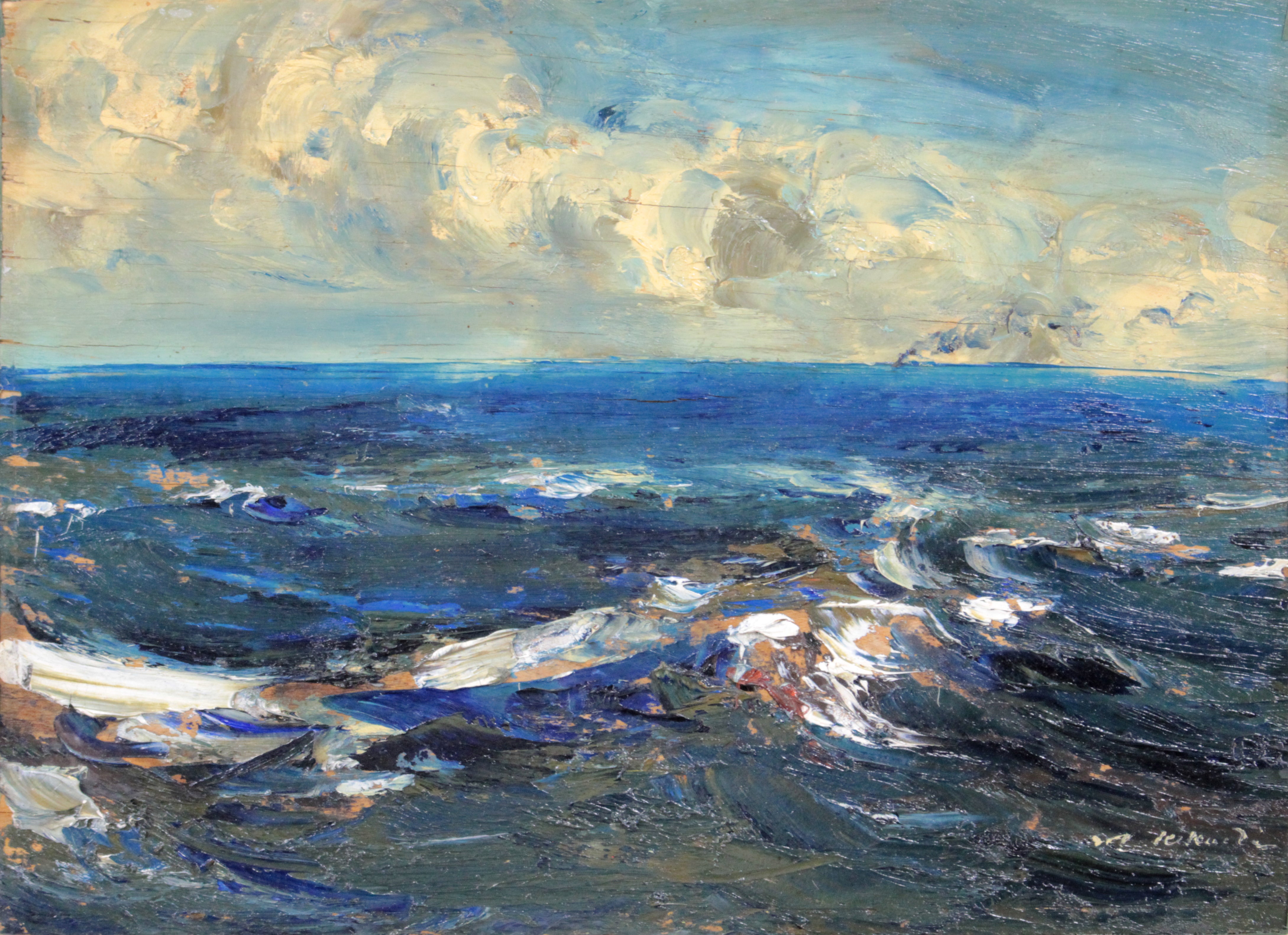 菊地又男 『オホーツク海の夕』 油彩画 - 北海道画廊