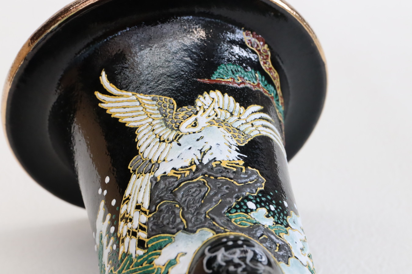 豊明園 / 3002,岩松波の鷹 萬年青楽鉢 外径約11.7cm 蔵出し