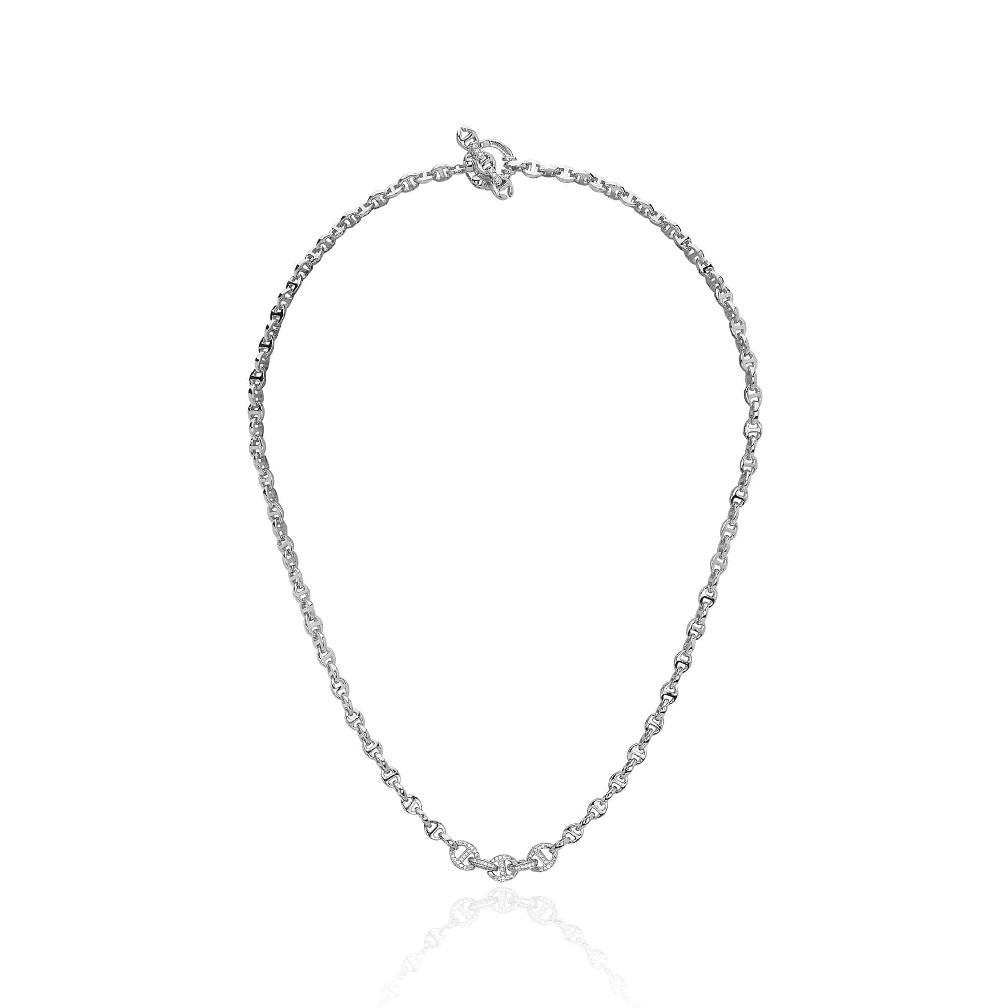 STORE ONLY】17inch 3mm OPEN-LINK NECKLACE FIVE LINK PAVE｜WG