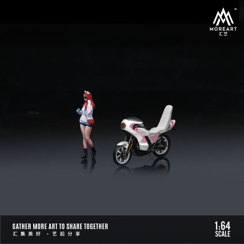 MoreArt 1:64 BOSOZOKU White Powder Flower Motorcycle Doll MO222101