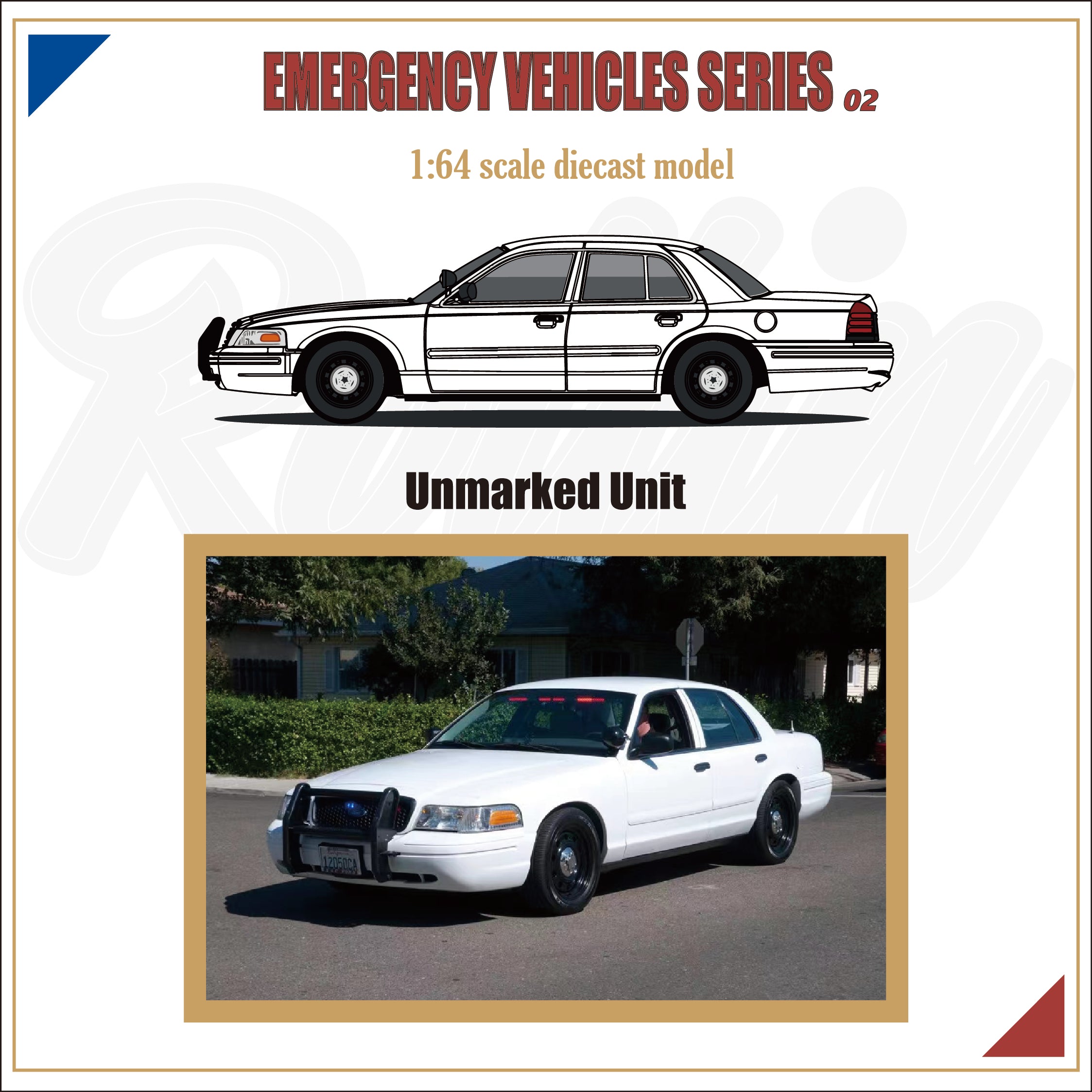Rollin 1:64 Ford CROWN VICTORIA Emergency Vehicle Series (4 Colors
