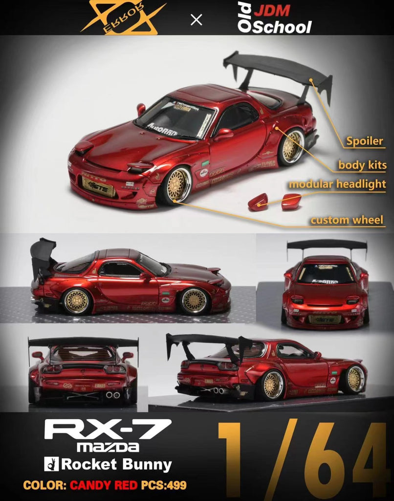 404 ERROR 1:64 Mazda RX-7 Rocket Bunny Candy Red – Horizon Diecast