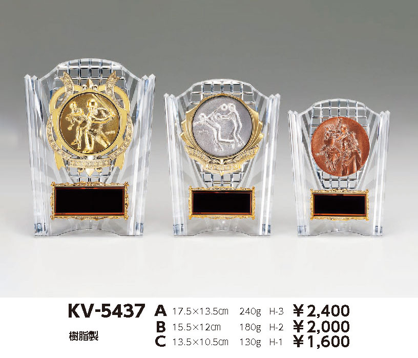 透明アクリル製 表彰盾 レリーフ選択 KV-5437 （旧：KV-3437）【40%OFF】