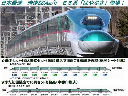 室内灯つき トミックス E5系北海道・東北新幹線 10両セット JR E5系東北・北海道新幹線(はやぶさ)基本セット｜製品情報｜製品検索