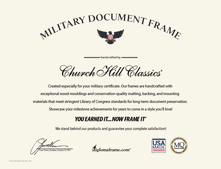 USAF Showcase Edition Certificate Frame - Navy and Gold Matting