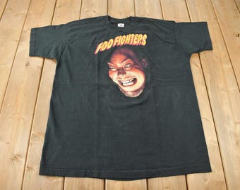 Vintage 90's Foo Fighters American Rock Band Black Xlarge T Shirt